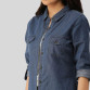 Womens Denim Solid Casual Collared Neck Shirt Denim  Blue
